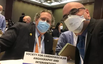 Interventional cardiologist Jeffrey Marshall, MD, chief of Northside Hospital Cardiovascular Institute, Atlanta, and the Society of Cardiovascular Angiography and Interventions (SCAI) delegate, and Health Exec Digital Editor Dave Fornell at the AMA House of Delegates meeting this week in Chicago.AMA #AMA22 #AMA2022 #AMA175 #AMAmtg